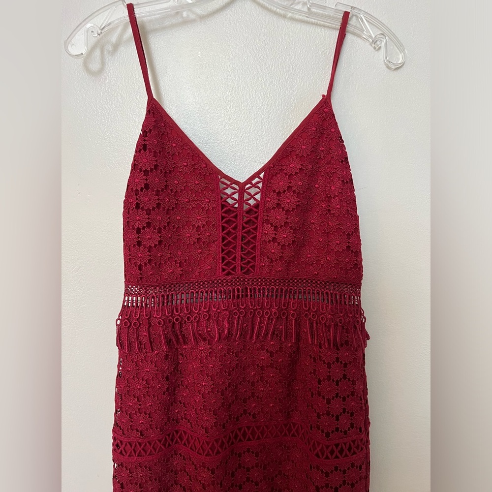 Saylor red crochet dress